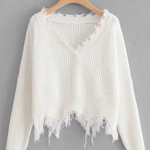 distressed v-neck sweater